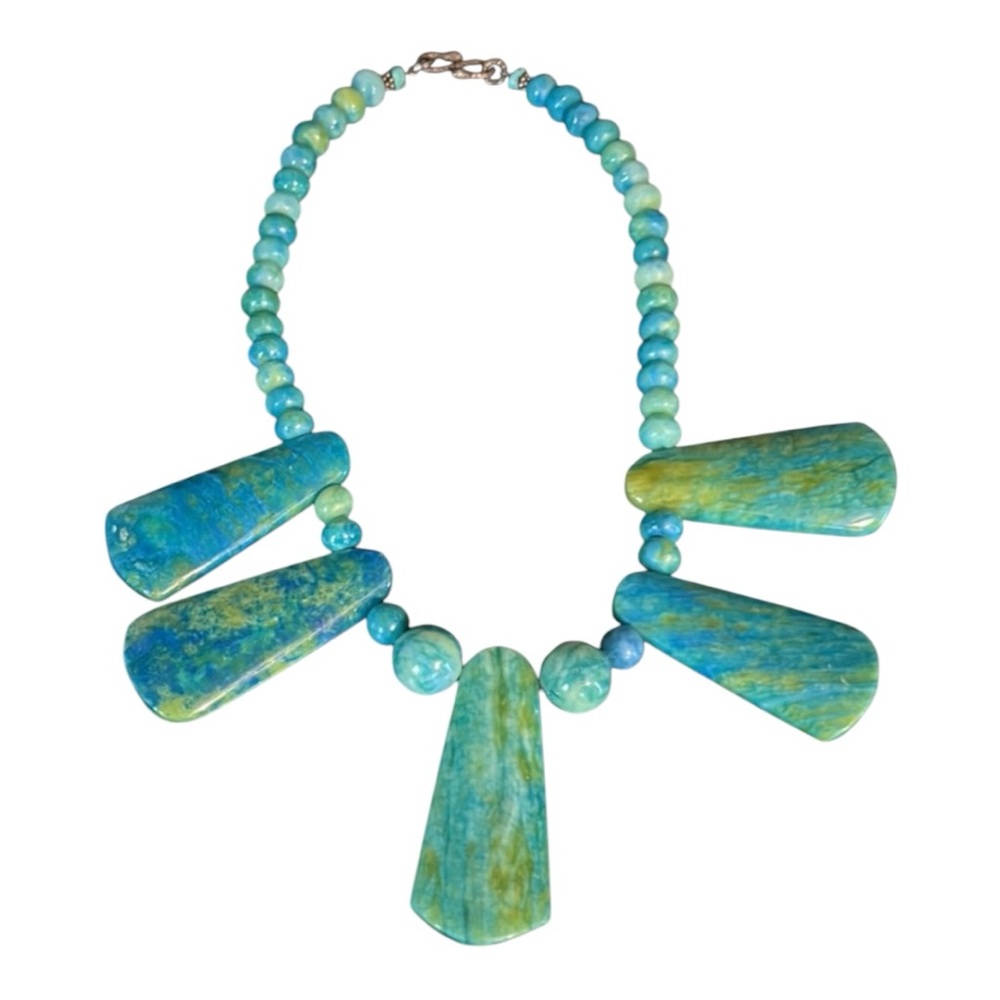 vintage natural turquoise  bib necklace